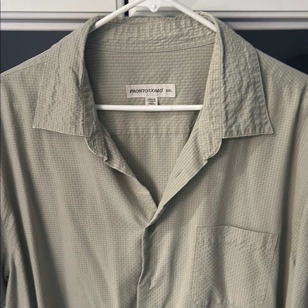 Subtle Checkered Pattern Button Down Dress Shirt - image 1